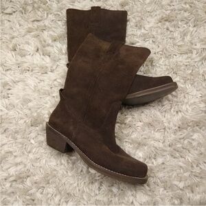 Colin Stuart brown suede leather pull on boho boots